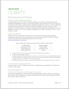 Dexcom CLARITY Data Security and Privacy Page
