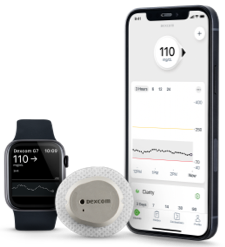 Dexcom G7 device and app screen