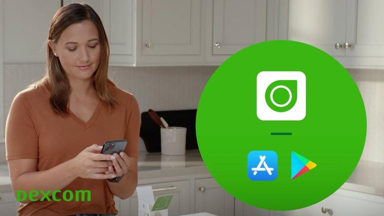 Woman setting up the Dexcom app